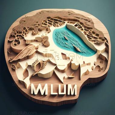 3D model Muli   Meemu Atoll in the Maldives (STL)